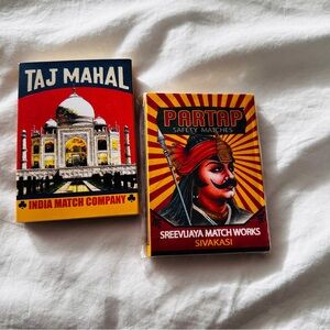 NEW Set of Two Discover India Matchbox Notebooks. Taj Mahal and Partap Match Co